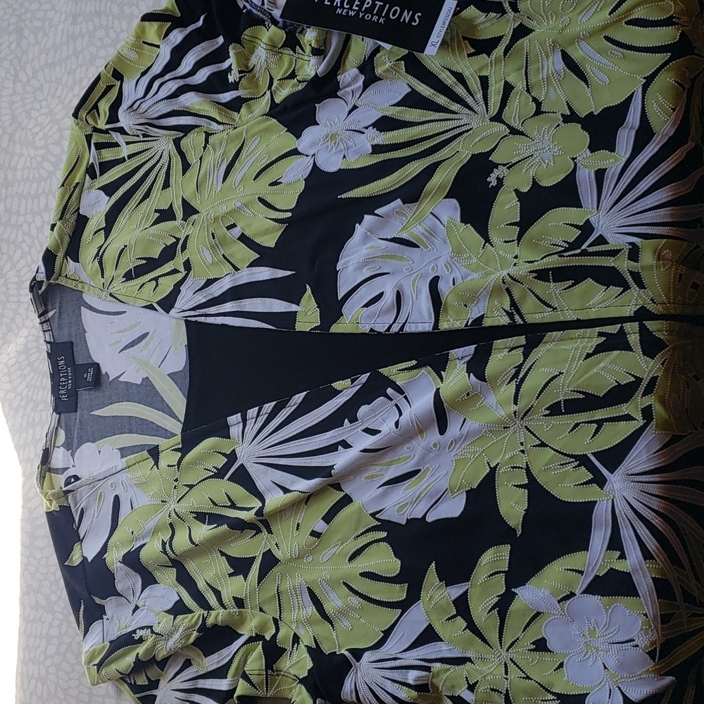 Perceptions Faux Jacket Black & Lime Green Dress Size XL - NEW - Picture 6 of 11